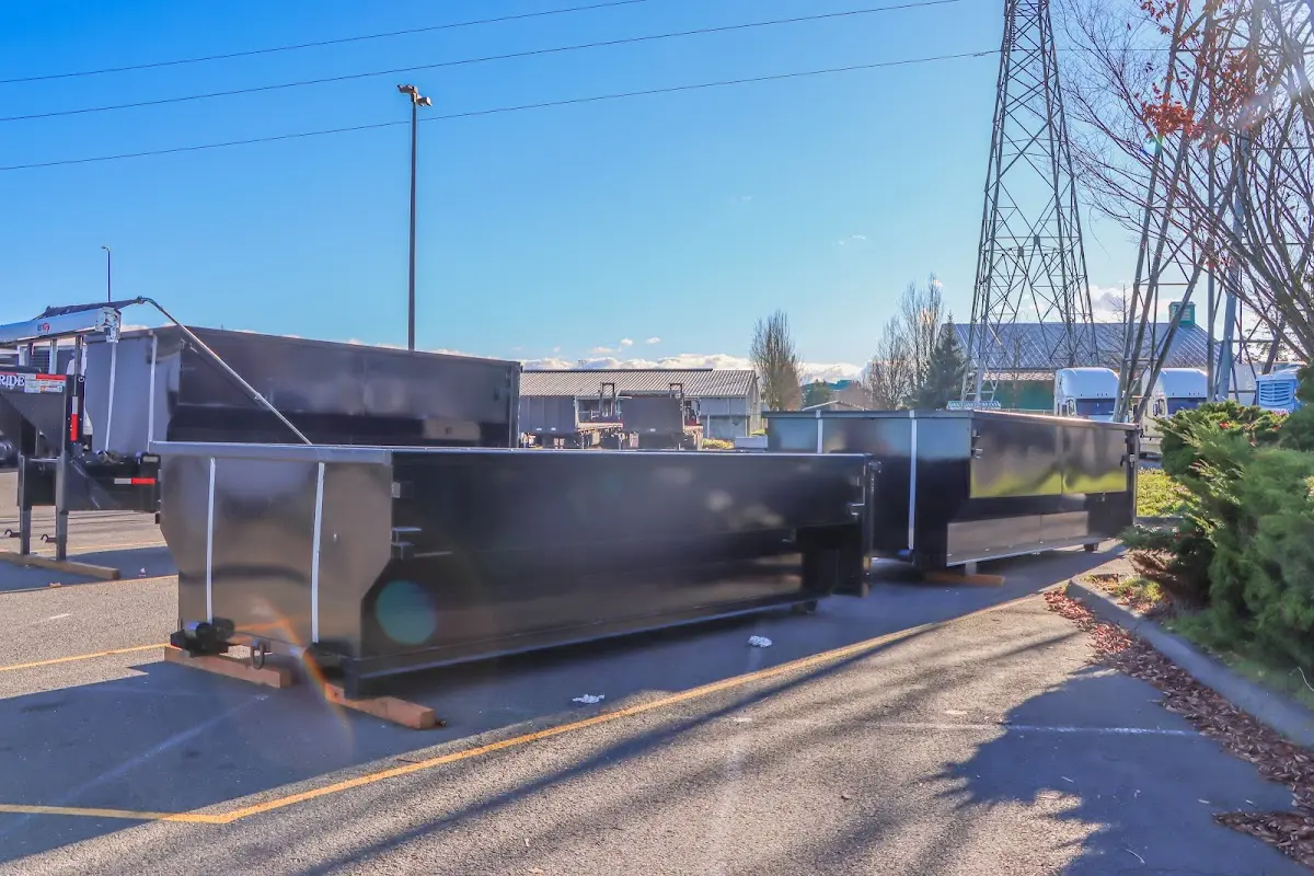Roll-off dumpster ready for waste disposal at job site for 6 Yard Dumpster Rental in Big Flats